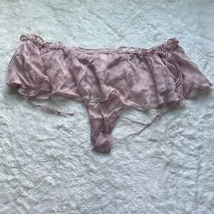 SKIMS Romance Tie Side Thong Light Fawn Silk Ruffle Panty TH-THG-8568W 4X NEW
